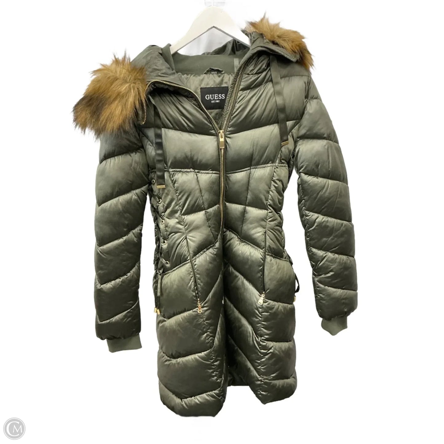 Coat Puffer & Quilted By Guess In Green, Size: M