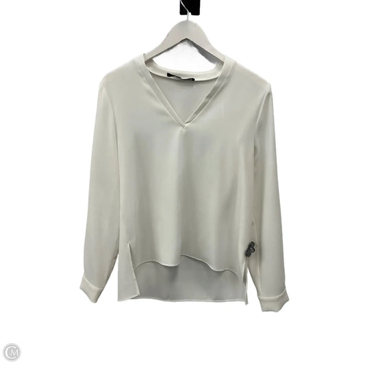 Top Long Sleeve By Zara Basic In White, Size: M