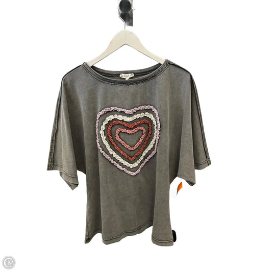 Top Short Sleeve By Easel In Grey, Size: L