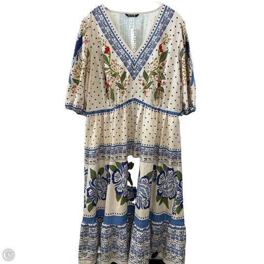 Dress Casual Maxi By Bloomchic In Blue & Cream, Size: 3x