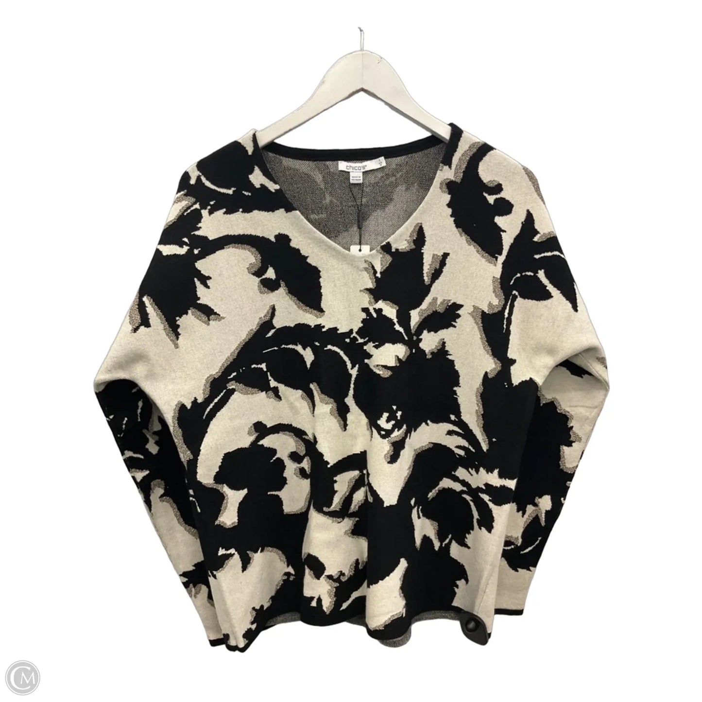 Sweater By Chicos In Black & White, Size: M
