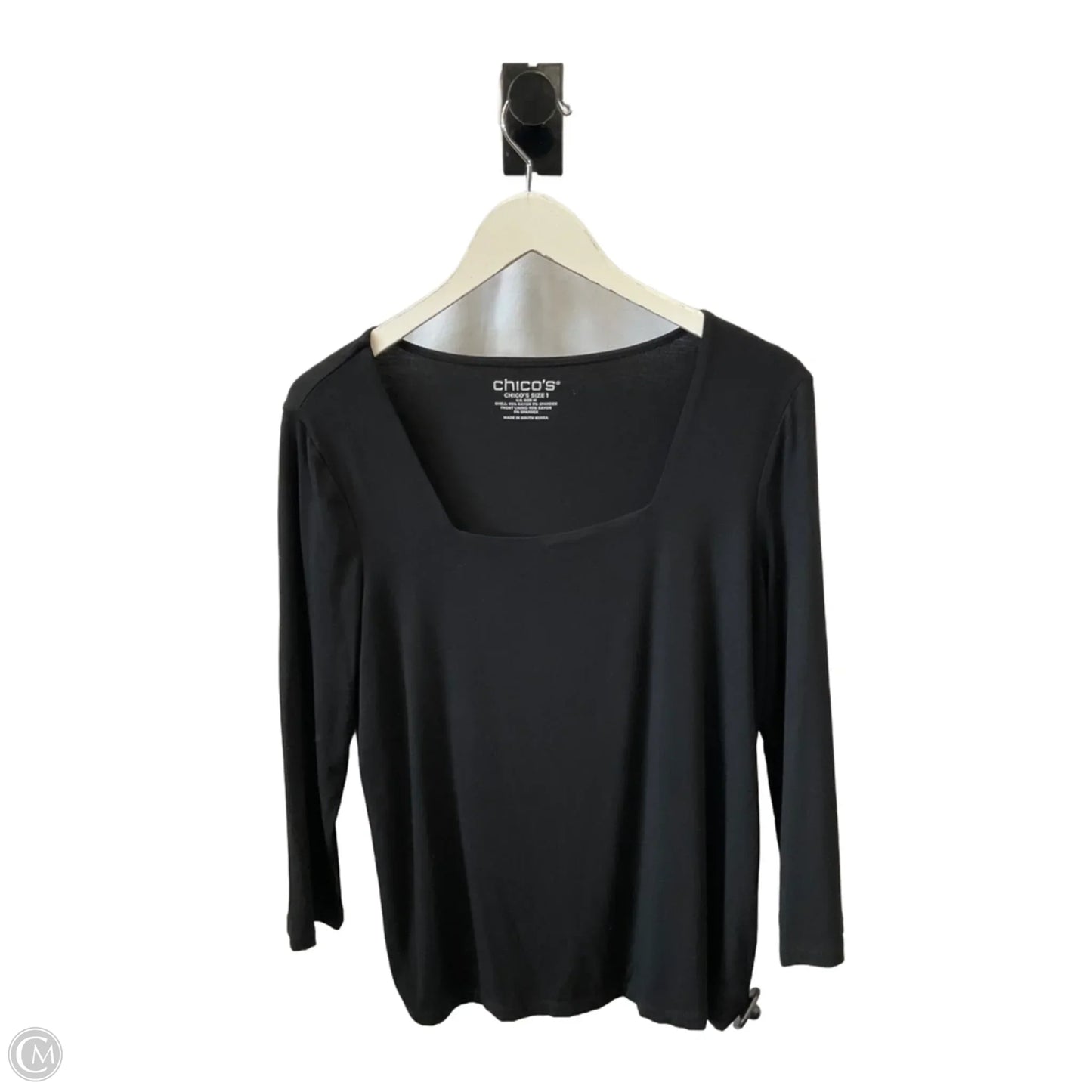 Top 3/4 Sleeve By Chicos In Black, Size: M