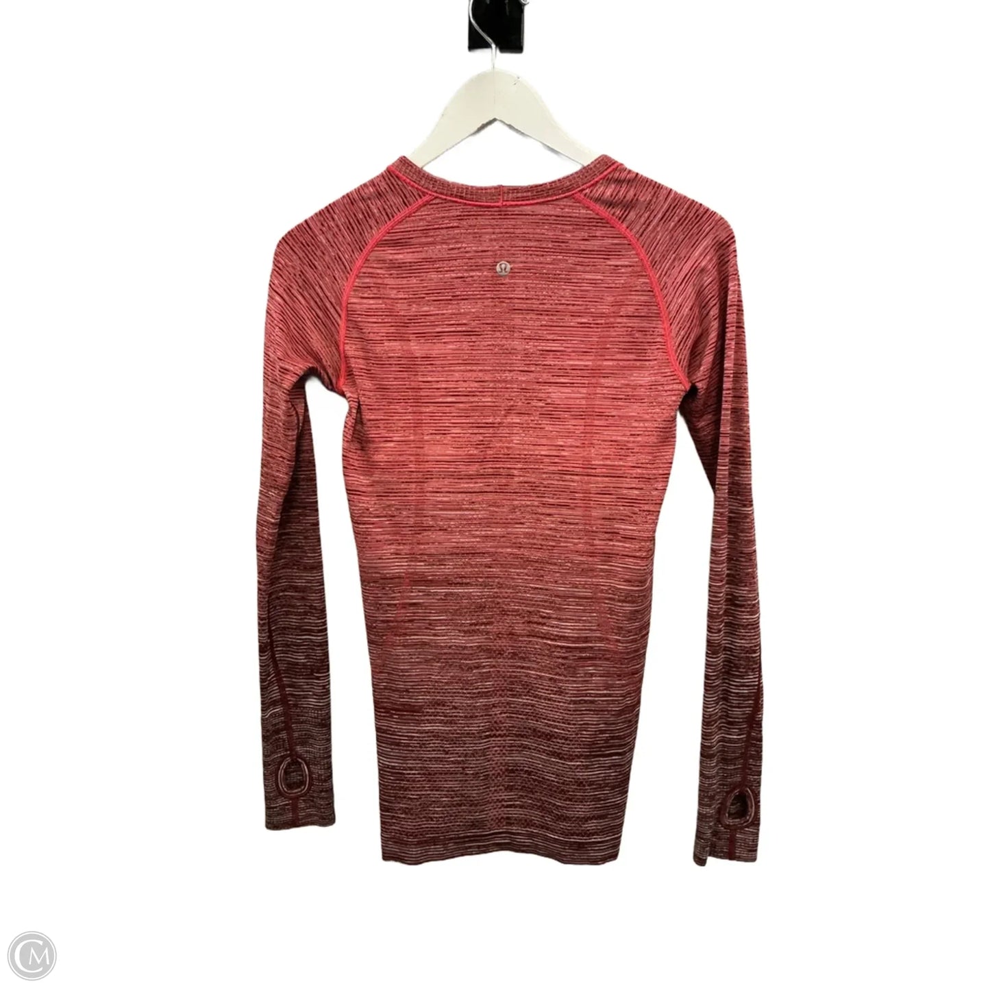 Athletic Top Long Sleeve Crewneck By Lululemon In Orange, Size: S