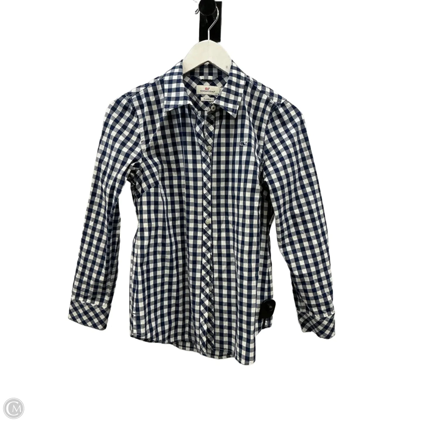 Top Long Sleeve By Vineyard Vines In Blue & White, Size: Xs