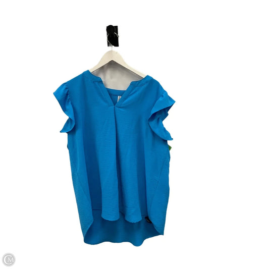 Top Short Sleeve By Zenana In Blue, Size: 2x