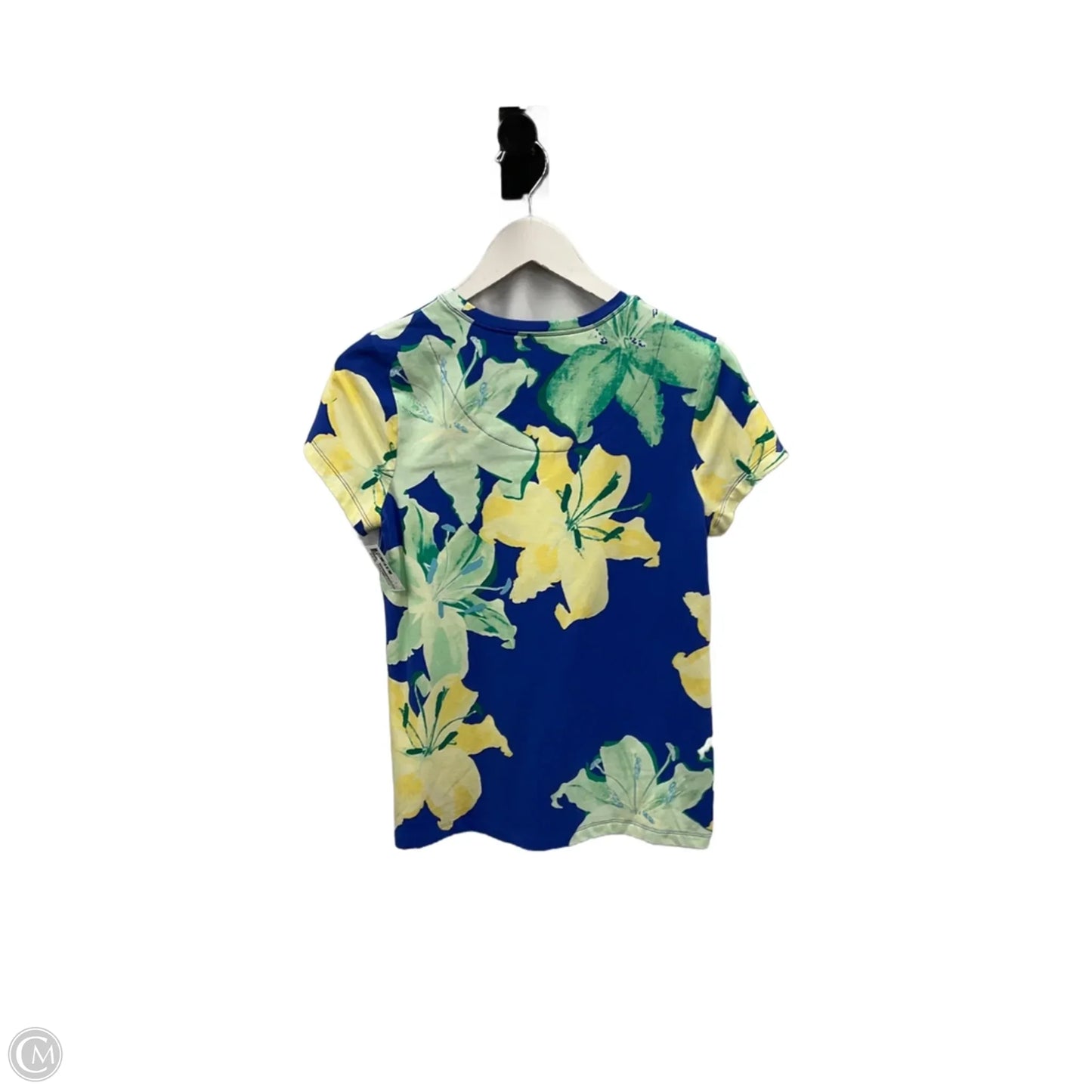 Top Short Sleeve By Chicos In Blue & Yellow, Size: S