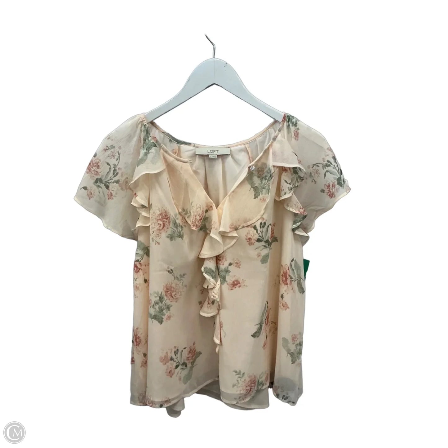 Top Short Sleeve By Loft In Peach, Size: S