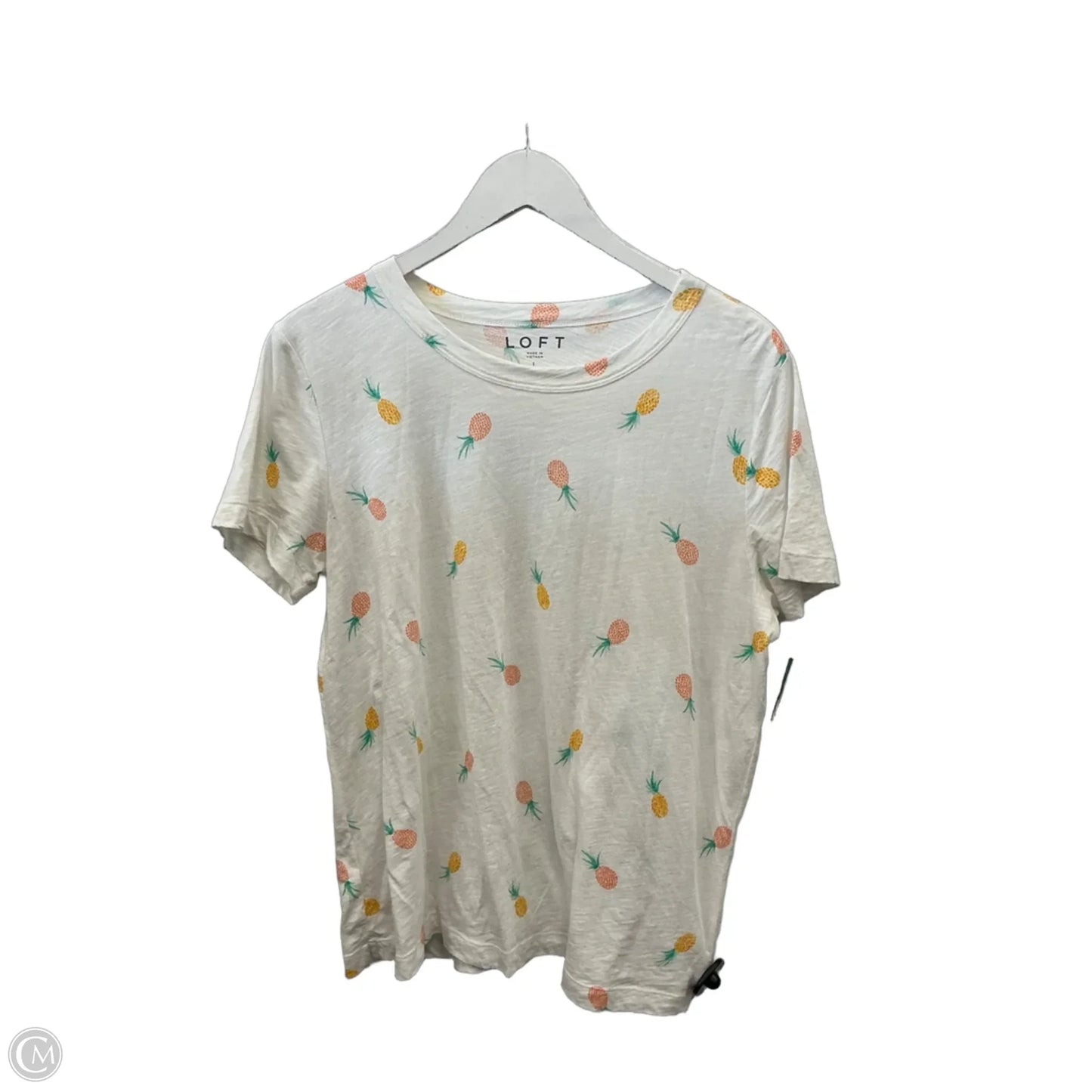 Top Short Sleeve By Loft In White, Size: L