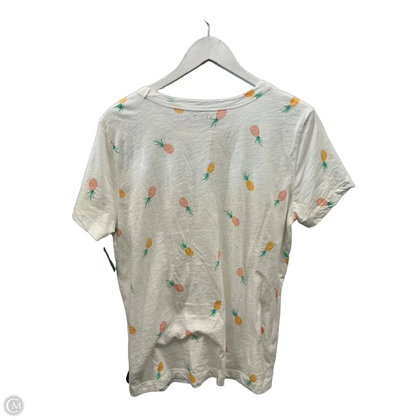 Top Short Sleeve By Loft In White, Size: L