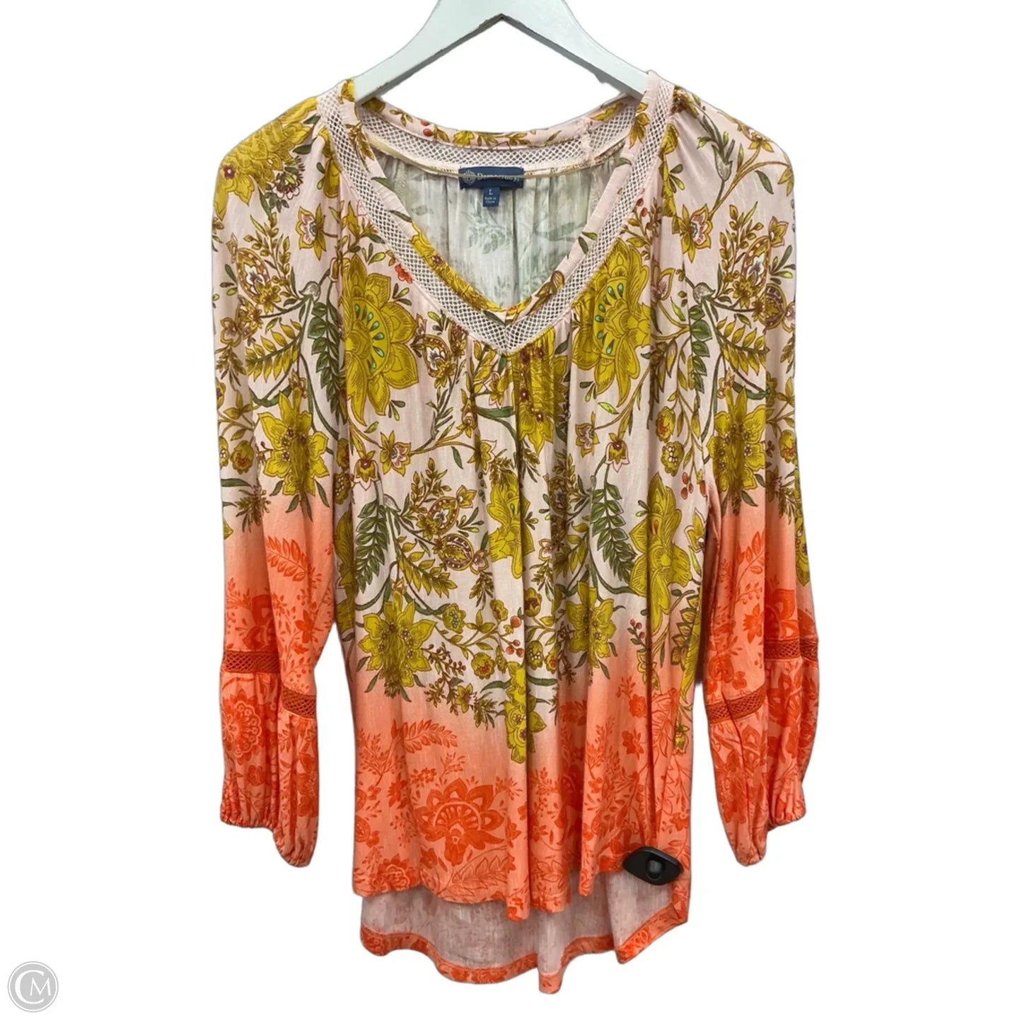 Top 3/4 Sleeve By Democracy In Orange, Size: L