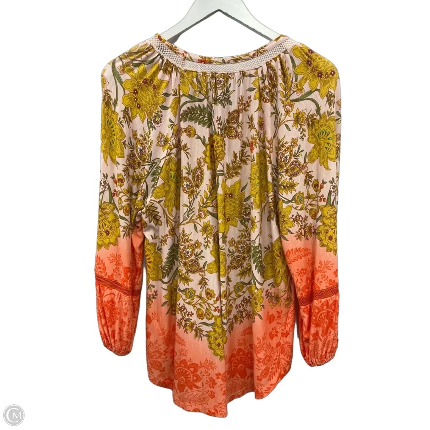 Top 3/4 Sleeve By Democracy In Orange, Size: L