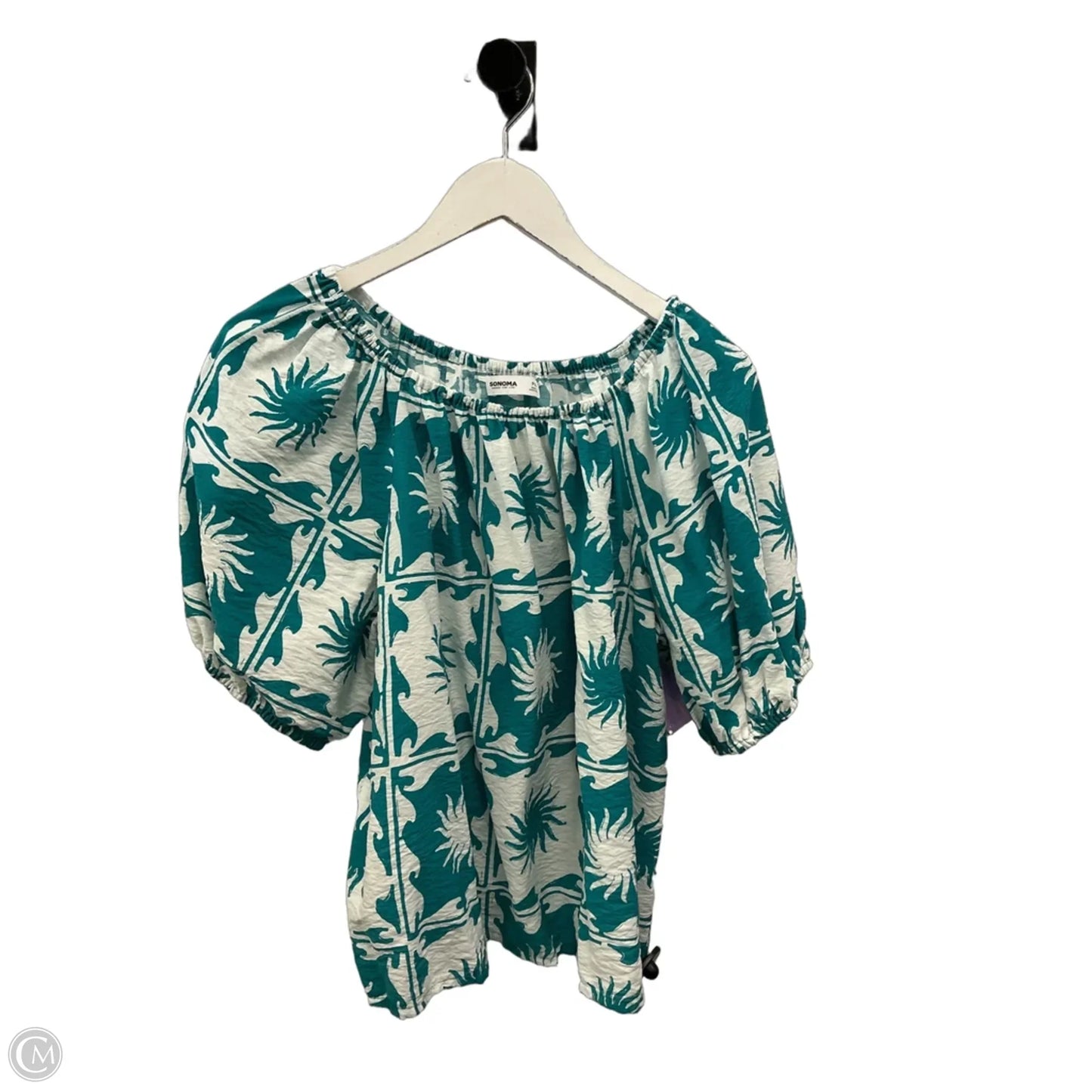 Top Short Sleeve By Sonoma In Green & White, Size: Xl