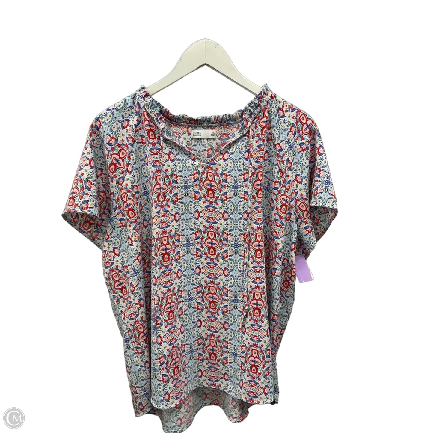 Top Short Sleeve By Croft And Barrow In Blue & White, Size: Xl
