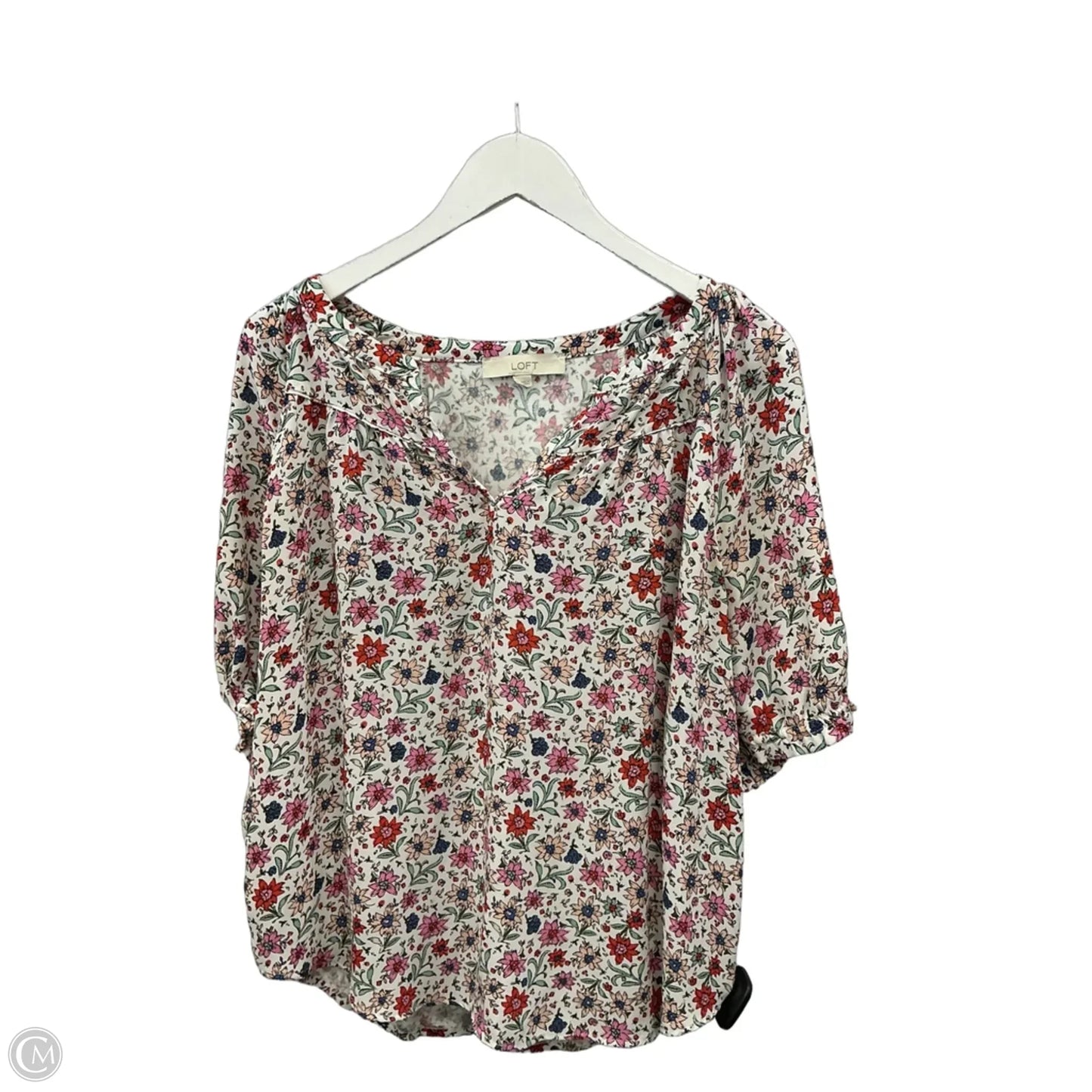 Top Short Sleeve By Loft In Floral Print, Size: L
