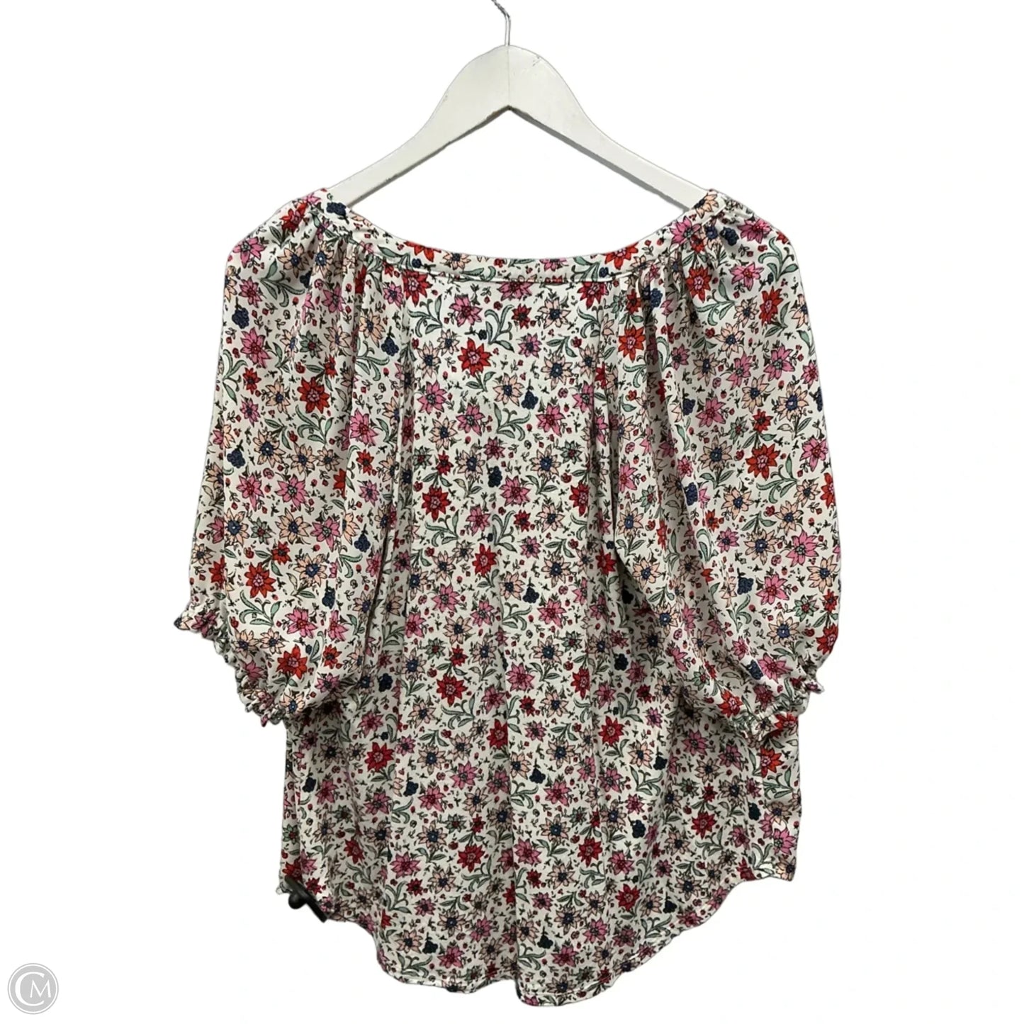 Top Short Sleeve By Loft In Floral Print, Size: L