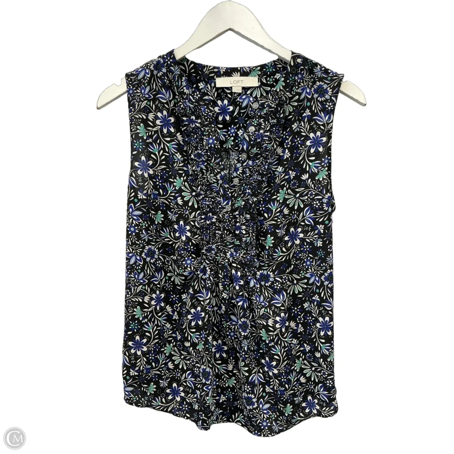 Top Sleeveless By Loft In Black & Purple, Size: S