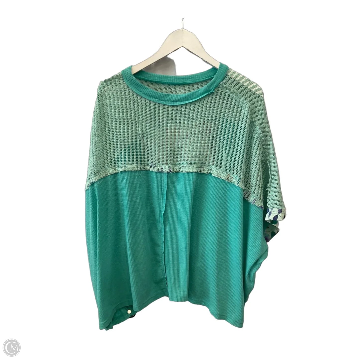 Top Short Sleeve By Pol In Aqua, Size: L