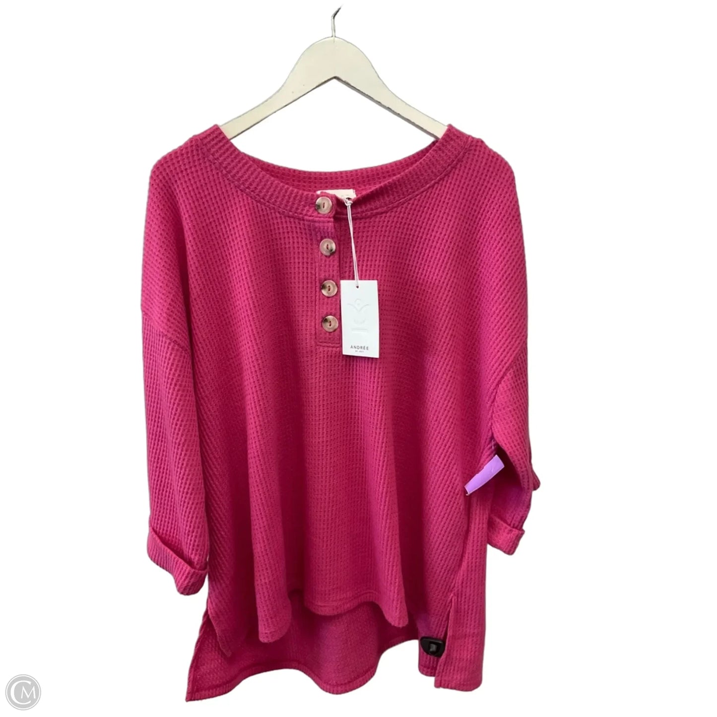 Top Short Sleeve By Andree By Unit In Pink, Size: 2x
