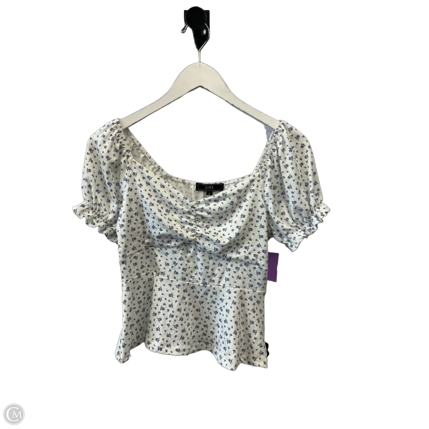 Top Short Sleeve By Vibe In Blue & White, Size: S
