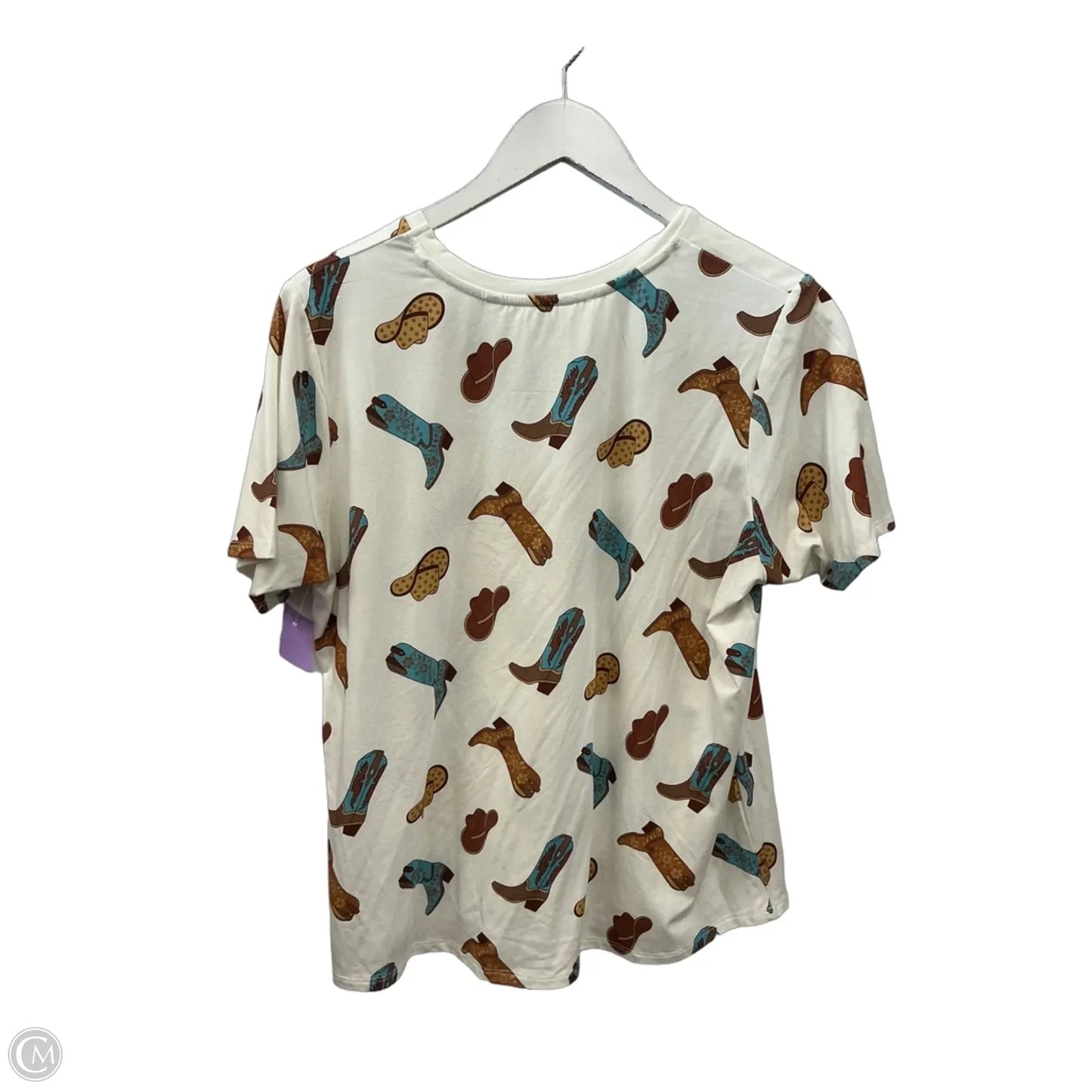 Top Short Sleeve By Cme In Cream, Size: L