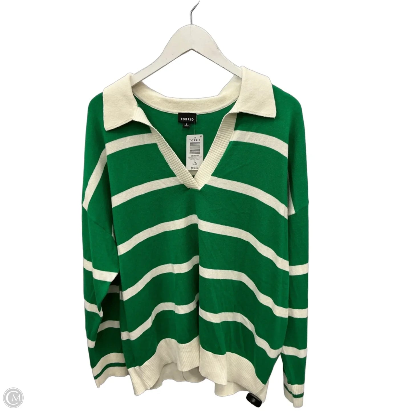 Sweatshirt Collar By Torrid In Green & White, Size: 2