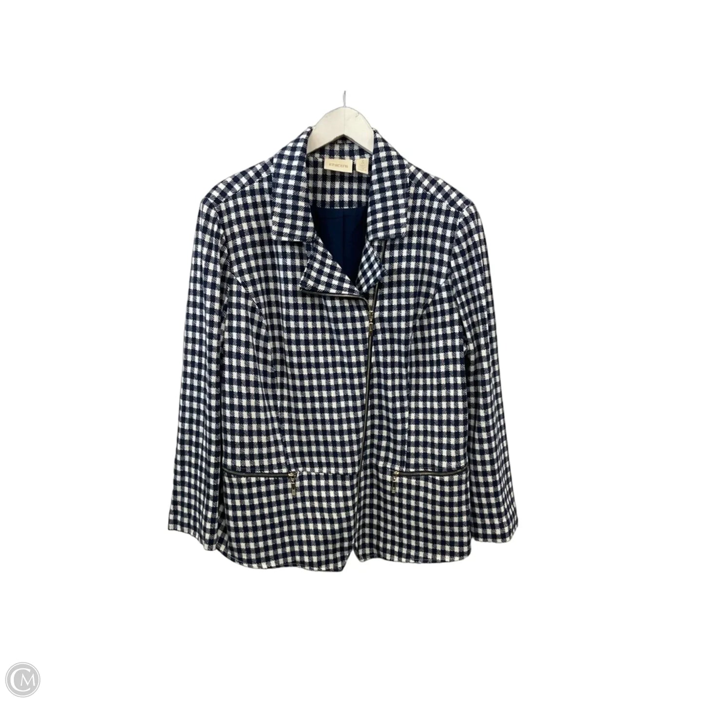 Jacket Other By Chicos In Blue & White, Size: Xl