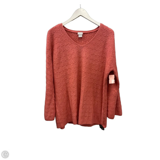 Sweater By Chicos In Peach, Size: L