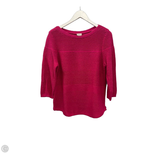 Sweater Short Sleeve By Chicos In Pink, Size: L