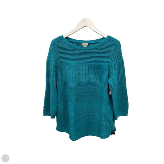 Sweater Short Sleeve By Chicos In Aqua, Size: L