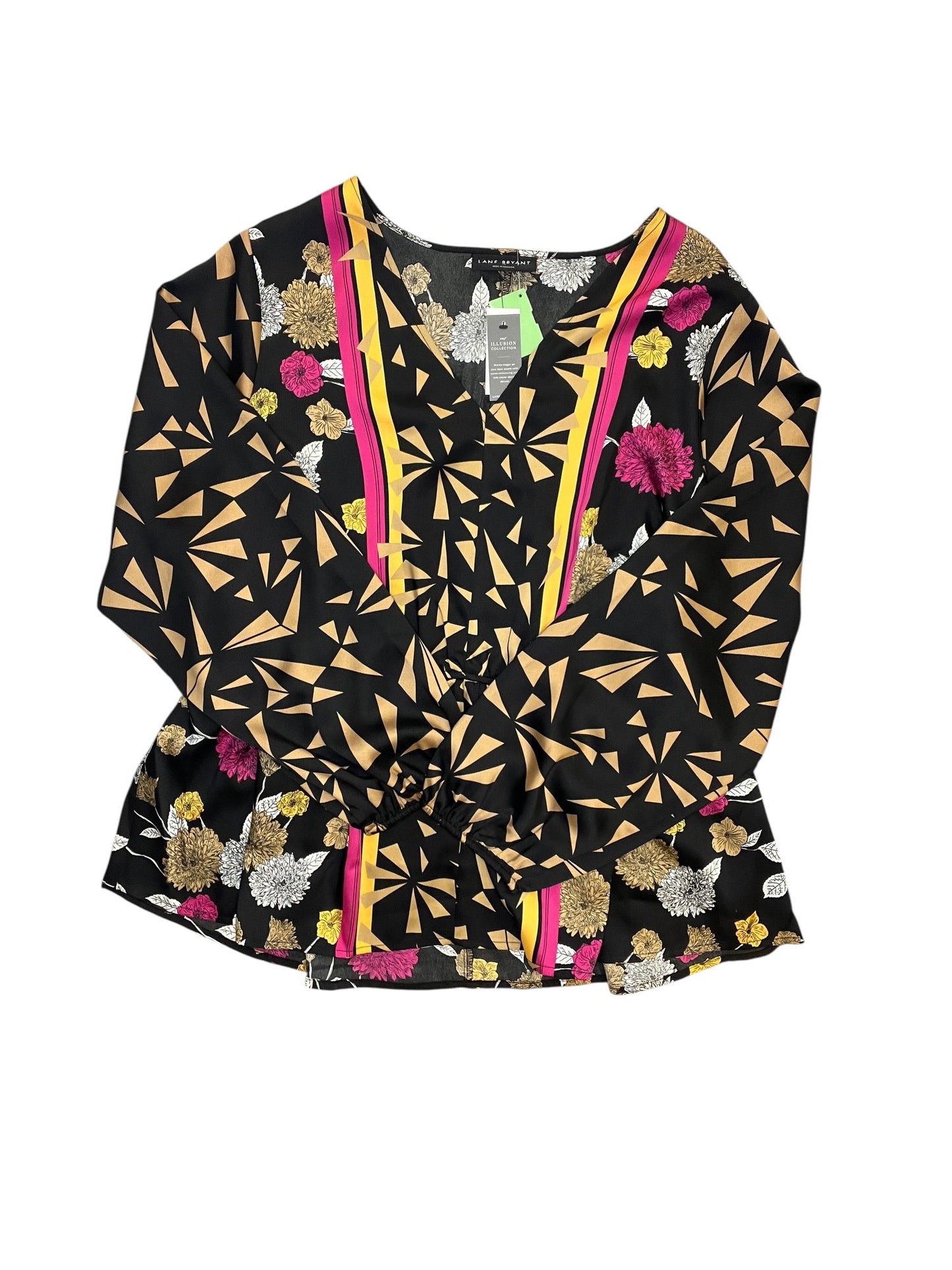 Blouse Ls By Lane Bryant In Black, Size:2X