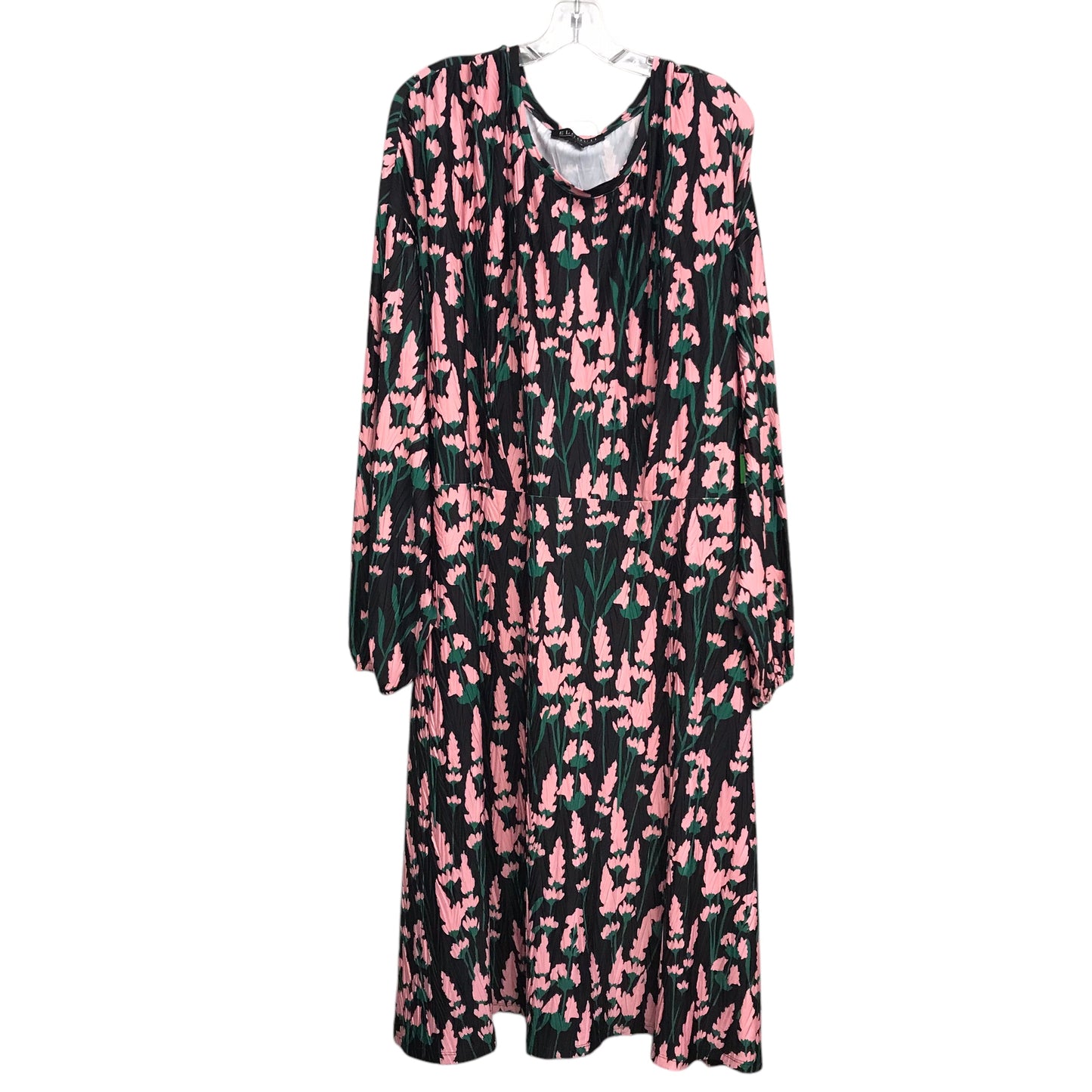 Dress Casual Midi By Eloquii In Black & Pink, Size:4X