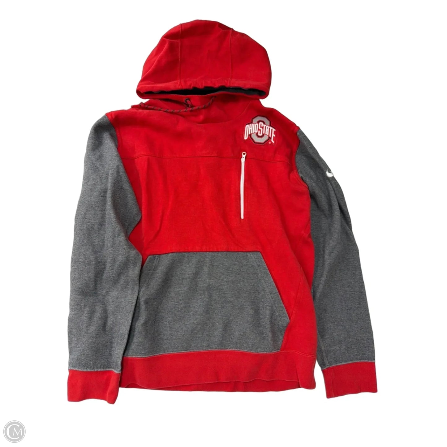 Athletic Sweatshirt Hoodie By Nike In Grey & Red, Size: L
