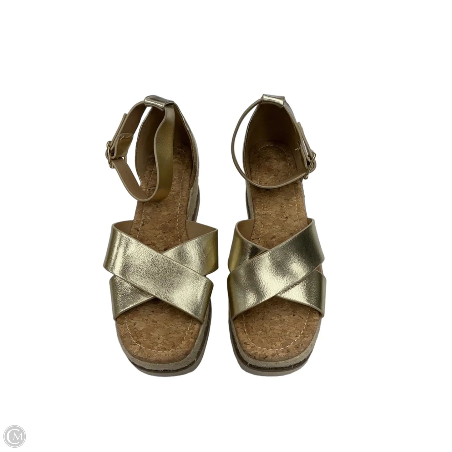 Sandals Heels Wedge By Soda In Gold, Size: 8