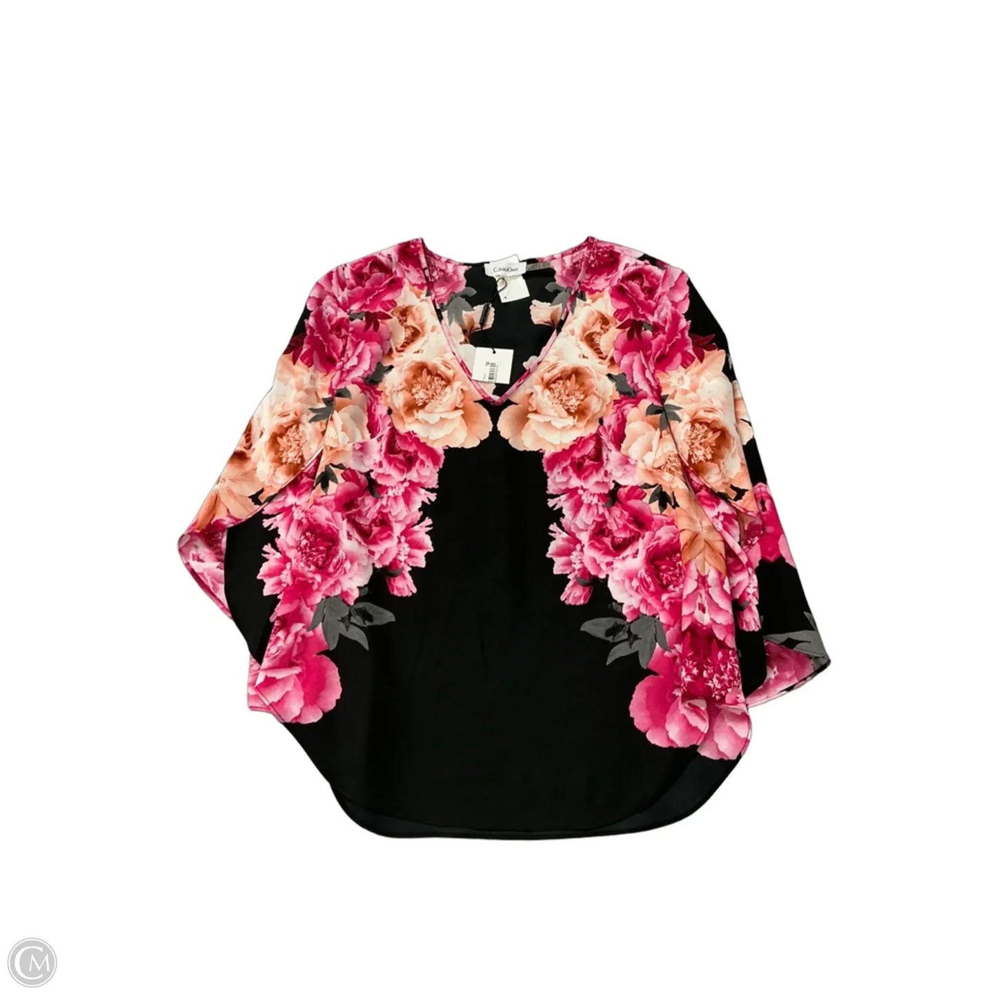 Top Long Sleeve By Calvin Klein In Floral Print, Size: M