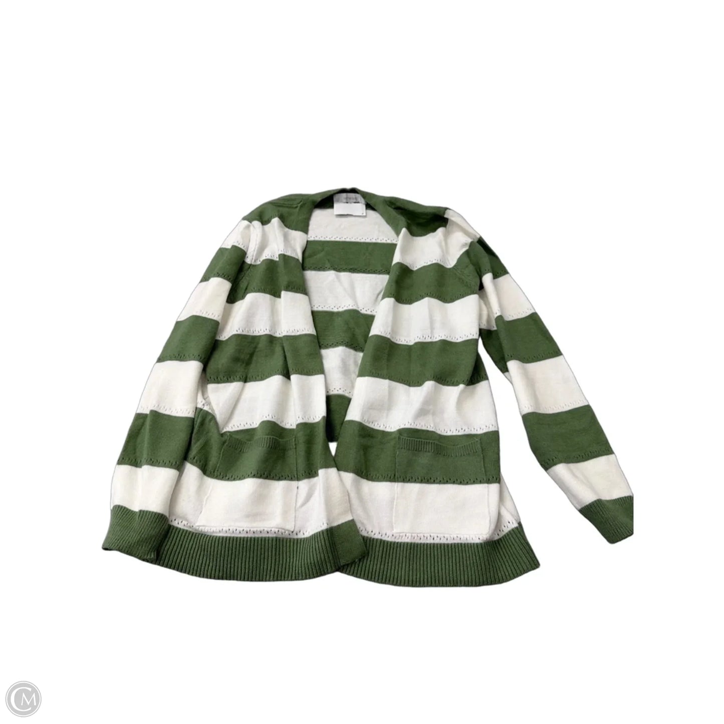 Sweater Cardigan By Verve Ami In Green & White, Size: Xl