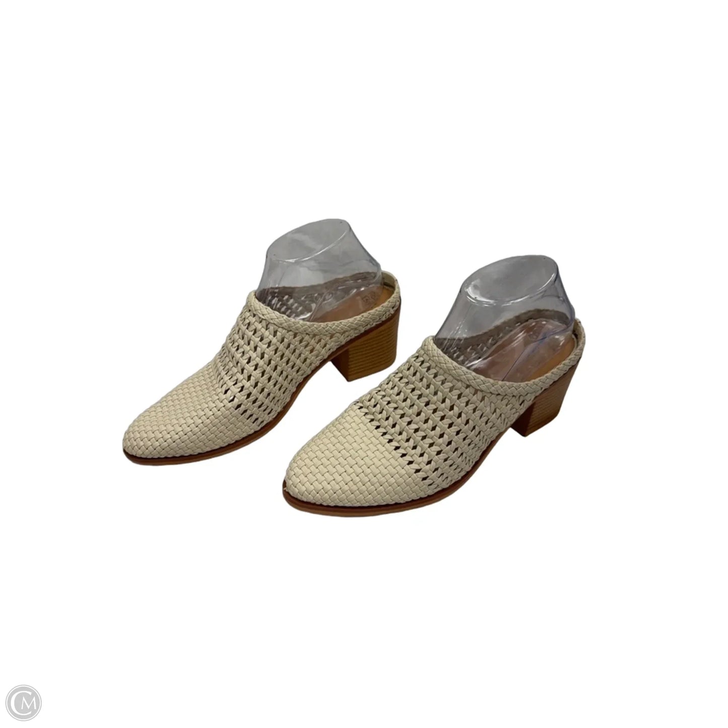 Sandals Heels Block By Time And Tru In Tan, Size: 8.5