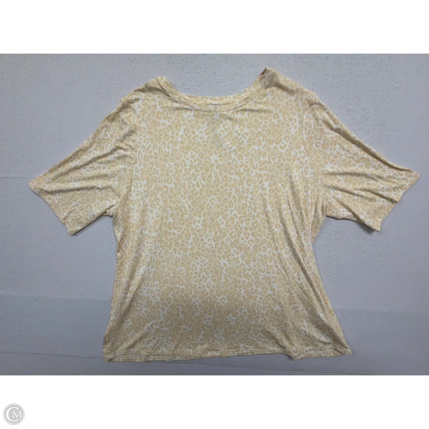 Top Short Sleeve By Nine West In Tan & White, Size: 2x