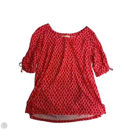 Top Short Sleeve Designer By Michael Kors In Pink & White, Size: M