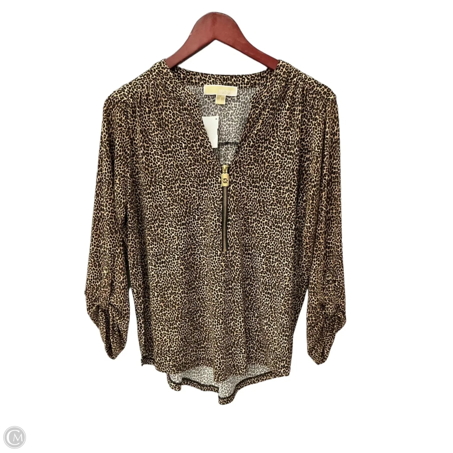 Top Long Sleeve Designer By Michael Kors In Animal Print, Size: L