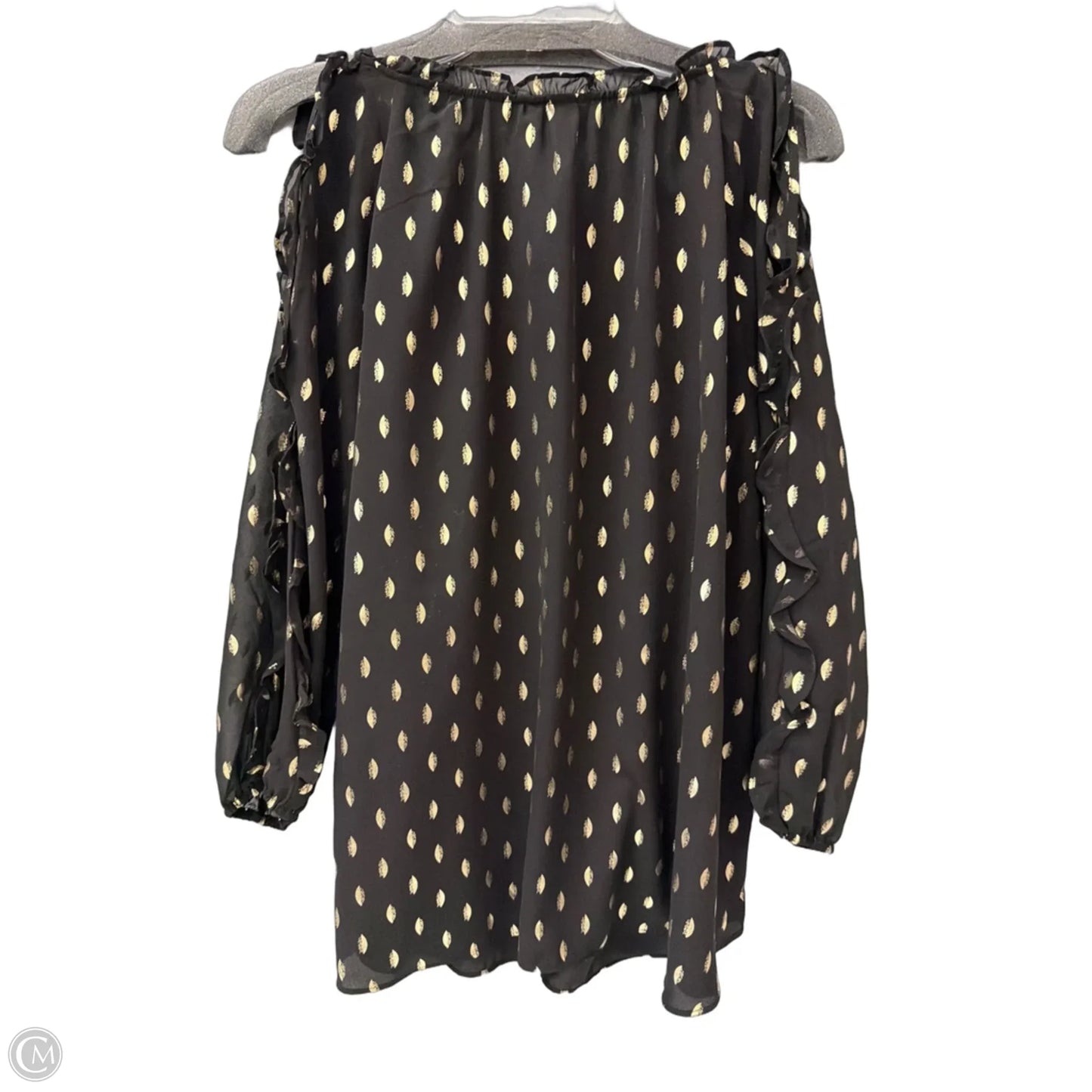 Top Long Sleeve By Cato In Black & Gold, Size: Xl