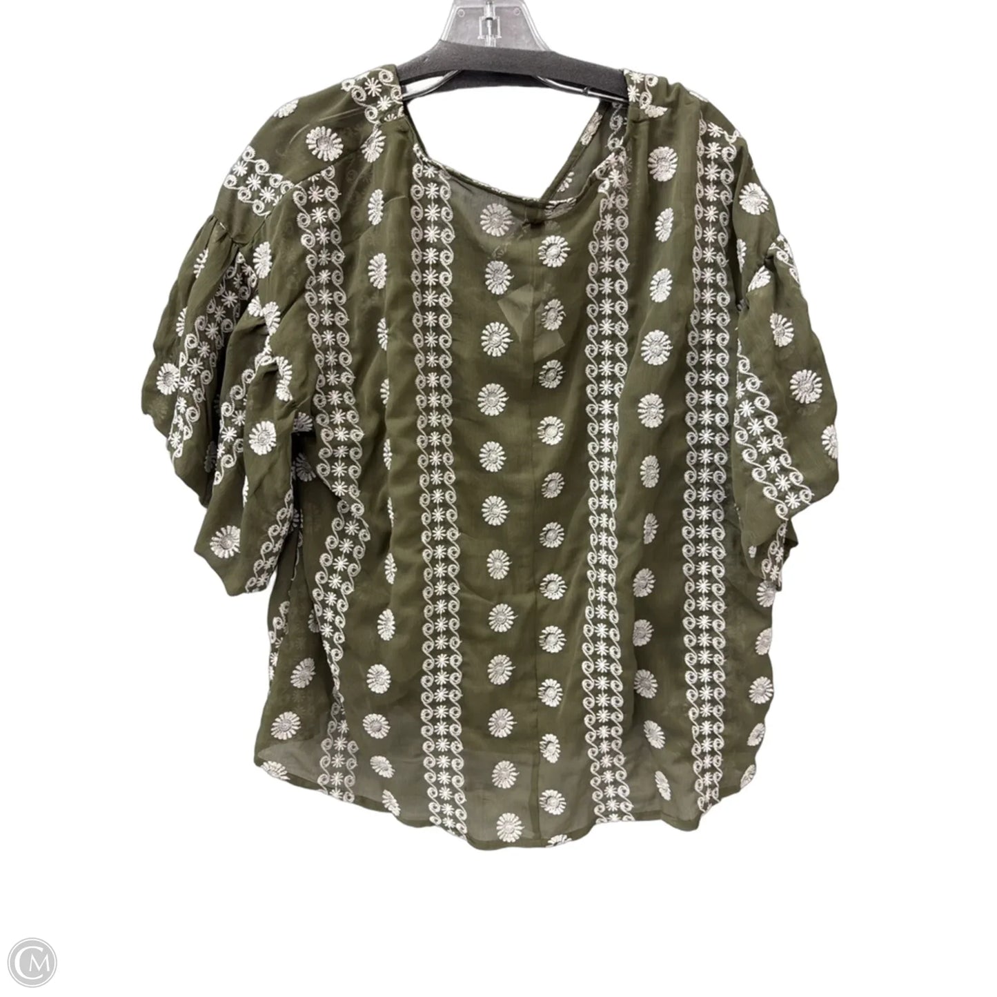 Top 2pc Short Sleeve By Cato In Green & White, Size: L