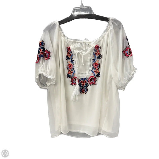 Top Long Sleeve By Cato In White, Size: L