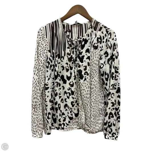 Top Long Sleeve By Cabi In Brown & White, Size: L