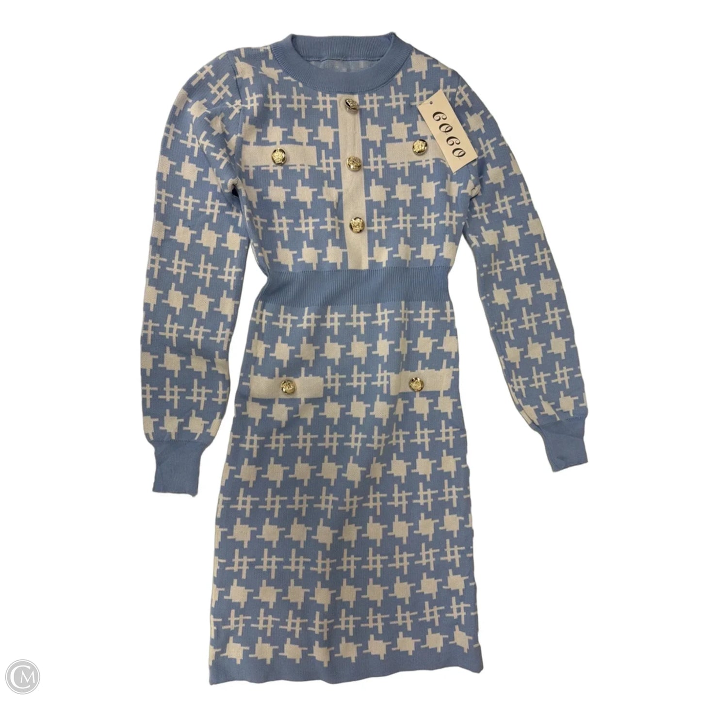 Dress Sweater By Clothes Mentor In Blue & White, Size: S