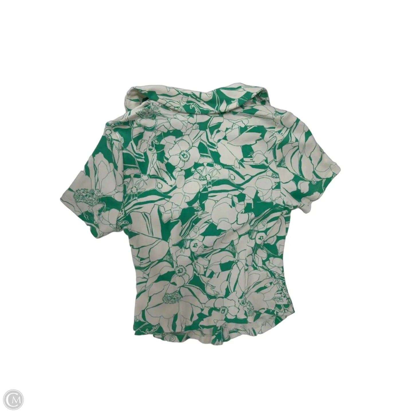 Top Short Sleeve By Maeve In Green & White, Size: S