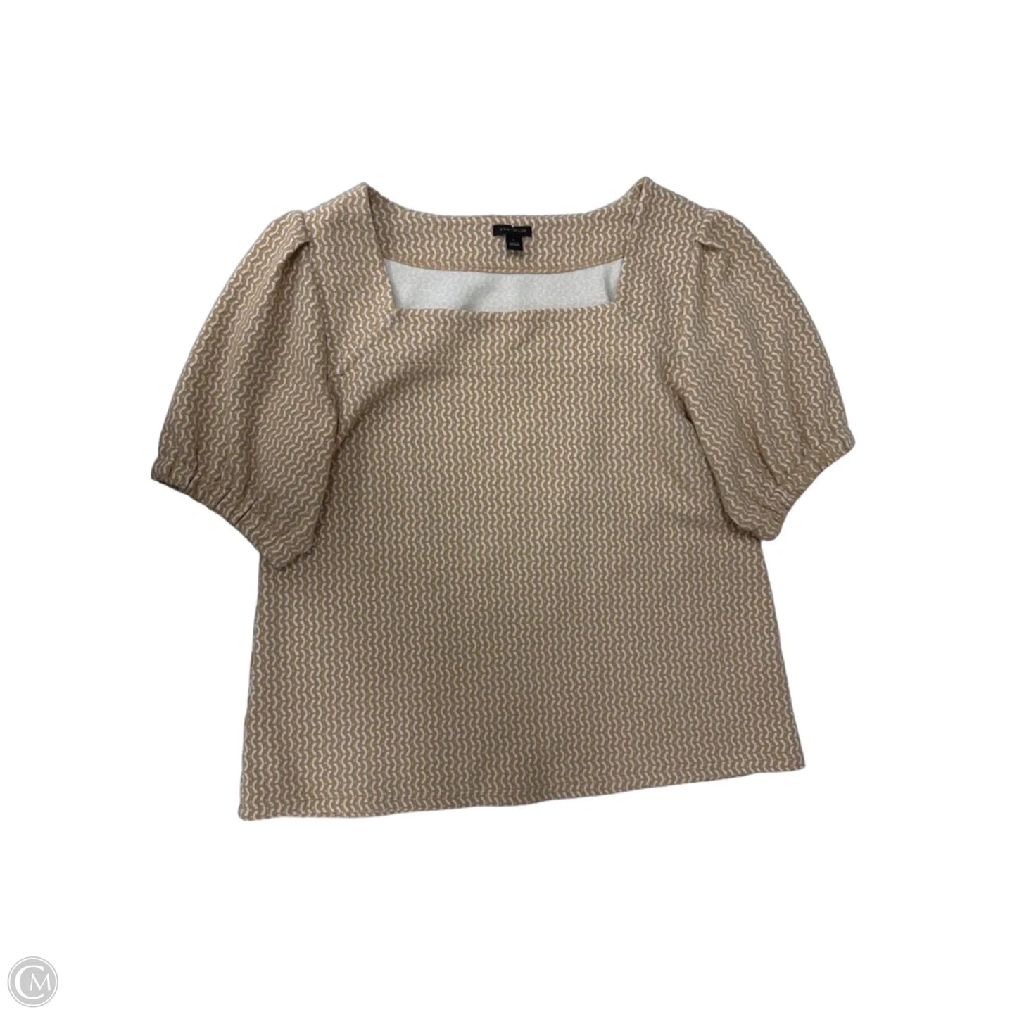 Top Short Sleeve By Ann Taylor In Brown & White, Size: L