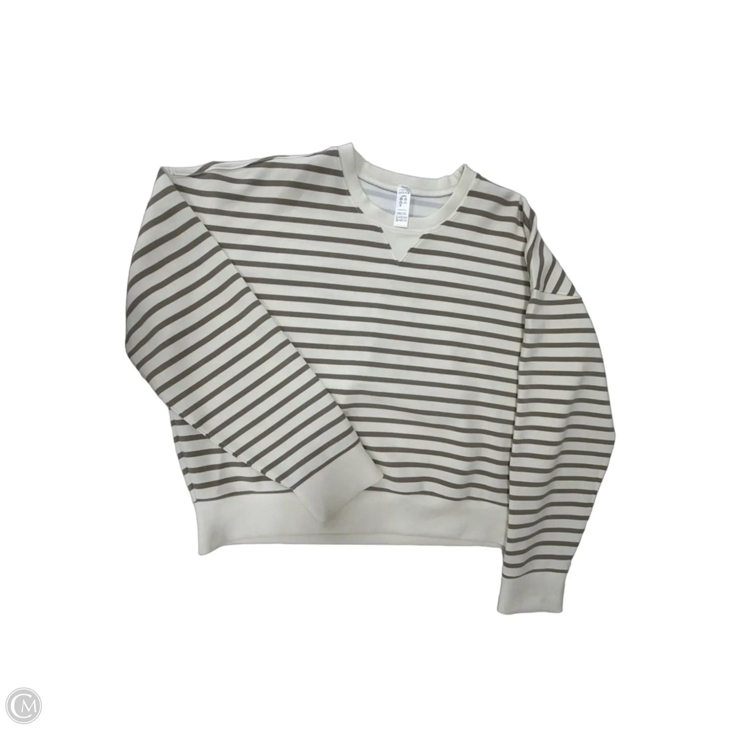 Athletic Top Long Sleeve Crewneck By Spanx In Striped Pattern, Size: L