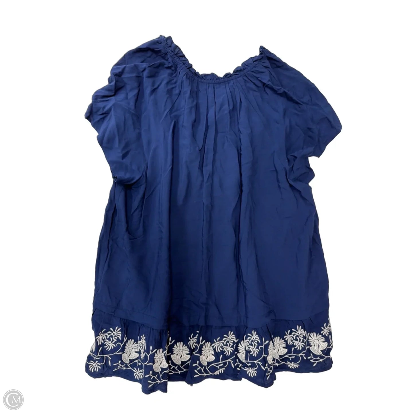 Top Short Sleeve By St Johns Bay In Blue & White, Size: 1x