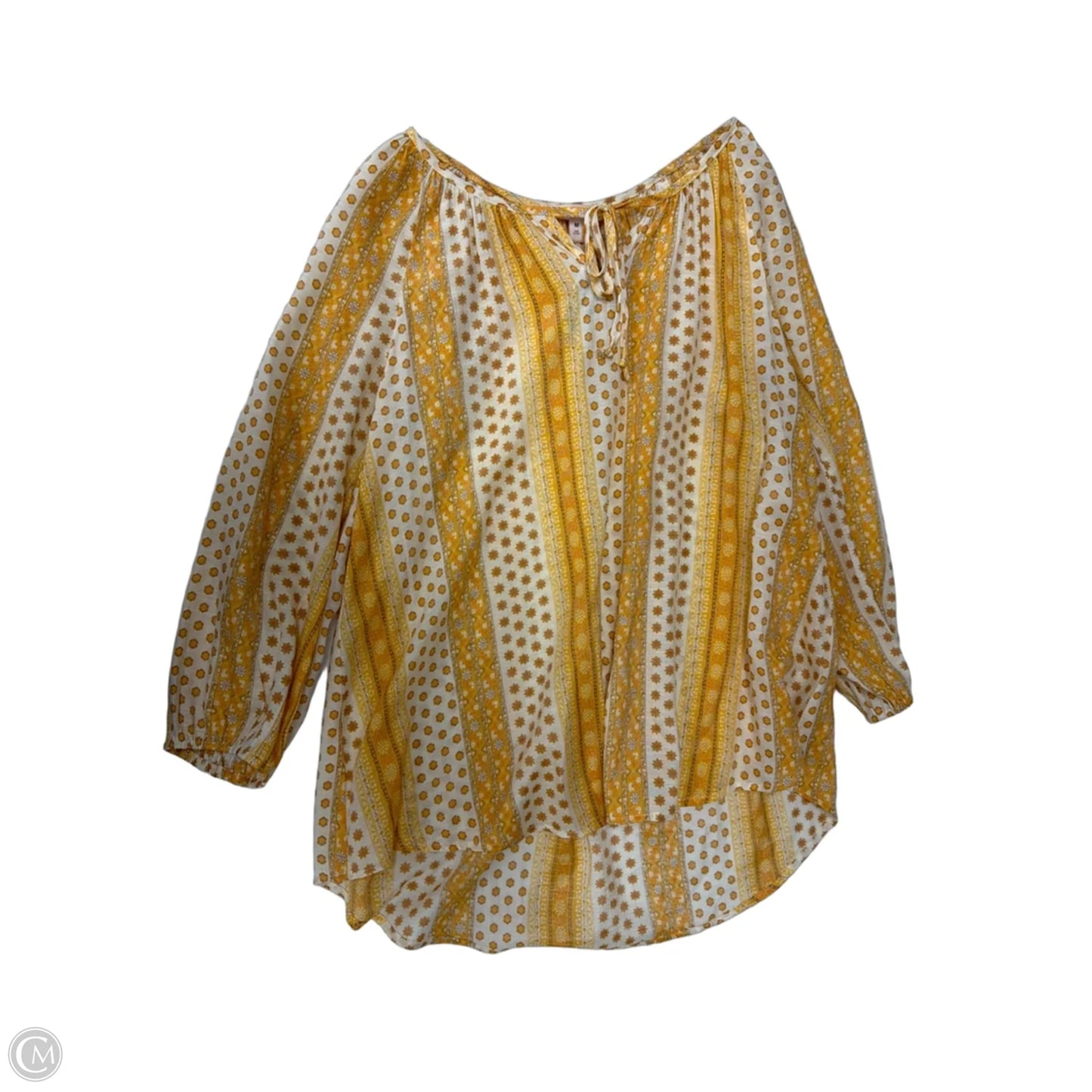 Top Long Sleeve By Como Vintage In Yellow, Size: M