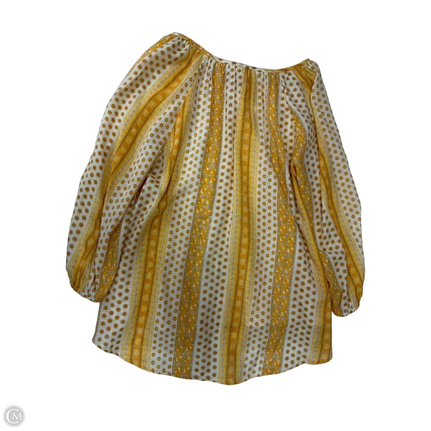 Top Long Sleeve By Como Vintage In Yellow, Size: M